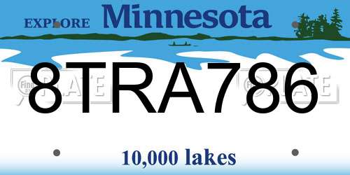 8TRA786 Minnesota License Plate