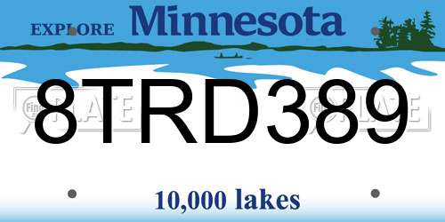 8TRD389 Minnesota License Plate
