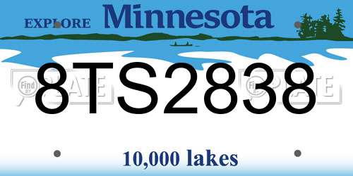 8TS2838 Minnesota License Plate