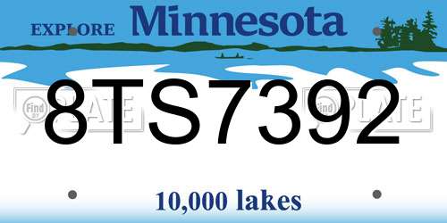 8TS7392 Minnesota License Plate