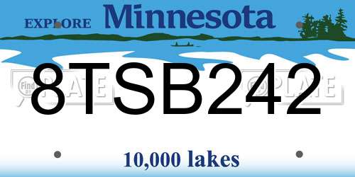 8TSB242 Minnesota License Plate