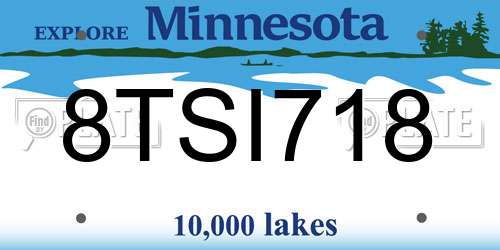 8TSI718 Minnesota License Plate