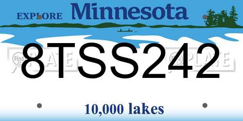8TSS242 Minnesota License Plate