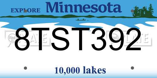 8TST392 Minnesota License Plate