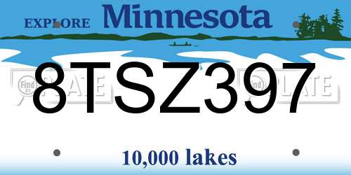 8TSZ397 Minnesota License Plate