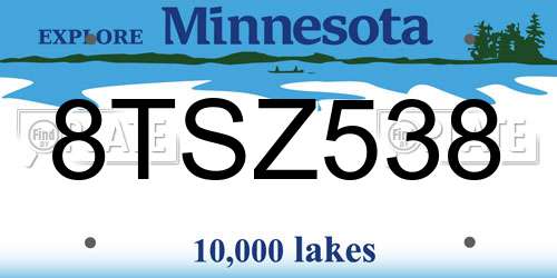 8TSZ538 Minnesota License Plate