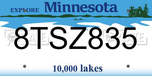 8TSZ835 Minnesota License Plate