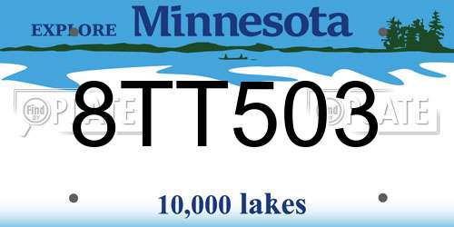 8TT503 Minnesota License Plate