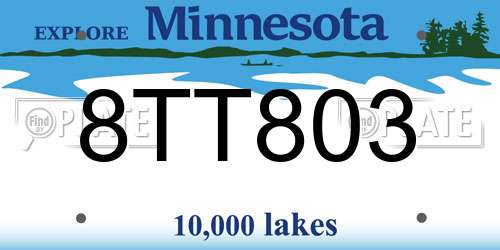 8TT803 Minnesota License Plate