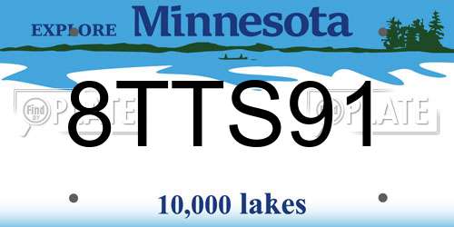8TTS91 Minnesota License Plate