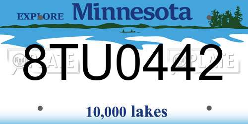 8TU0442 Minnesota License Plate