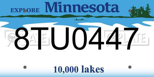 8TU0447 Minnesota License Plate