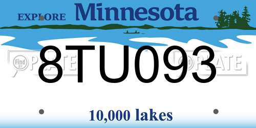 8TU093 Minnesota License Plate