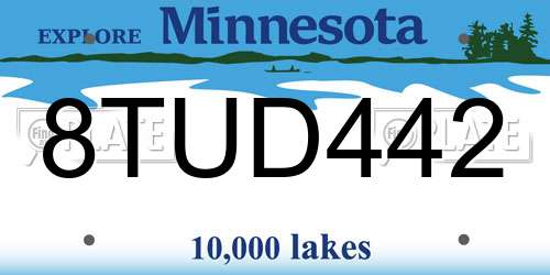 8TUD442 Minnesota License Plate