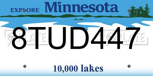 8TUD447 Minnesota License Plate