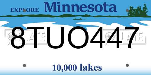 8TUO447 Minnesota License Plate
