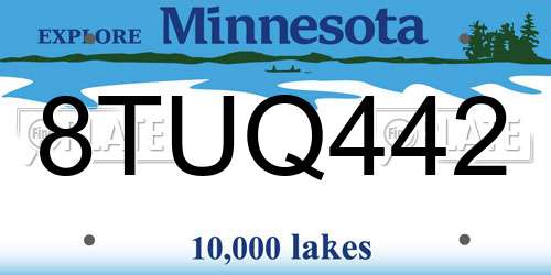 8TUQ442 Minnesota License Plate