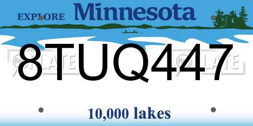 8TUQ447 Minnesota License Plate