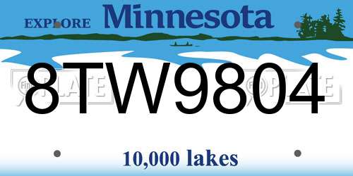 8TW9804 Minnesota License Plate