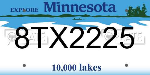8TX2225 Minnesota License Plate