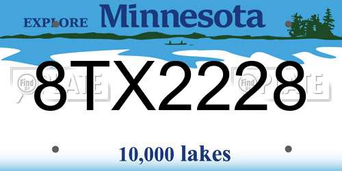 8TX2228 Minnesota License Plate