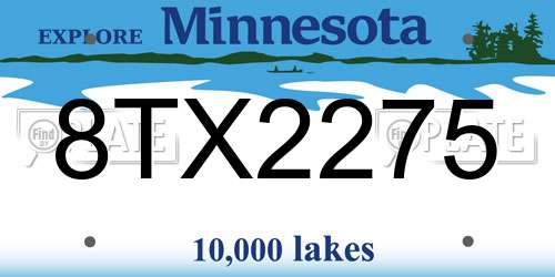 8TX2275 Minnesota License Plate