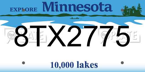 8TX2775 Minnesota License Plate