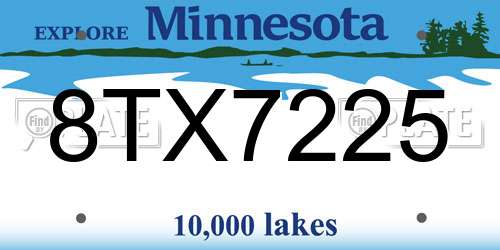 8TX7225 Minnesota License Plate