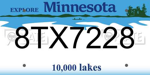 8TX7228 Minnesota License Plate