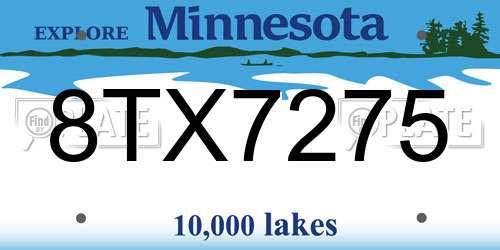 8TX7275 Minnesota License Plate
