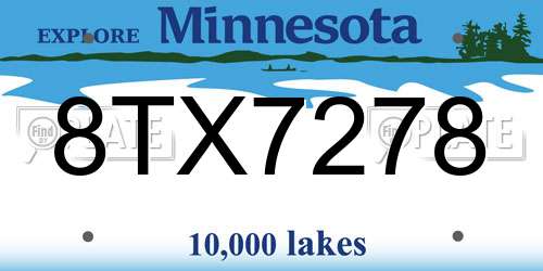 8TX7278 Minnesota License Plate