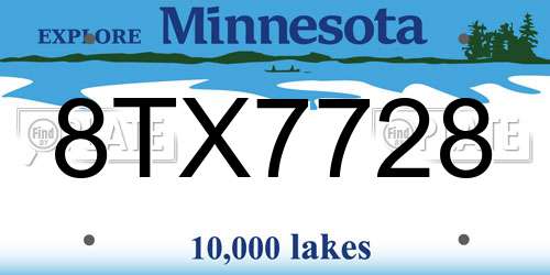 8TX7728 Minnesota License Plate