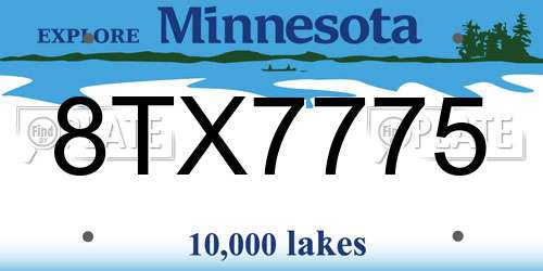 8TX7775 Minnesota License Plate