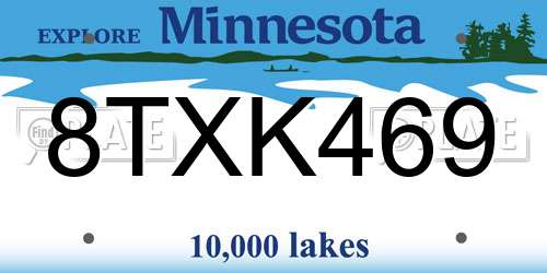 8TXK469 Minnesota License Plate