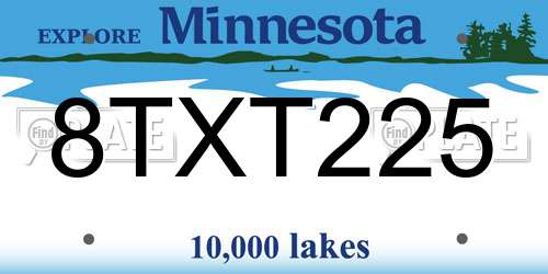 8TXT225 Minnesota License Plate