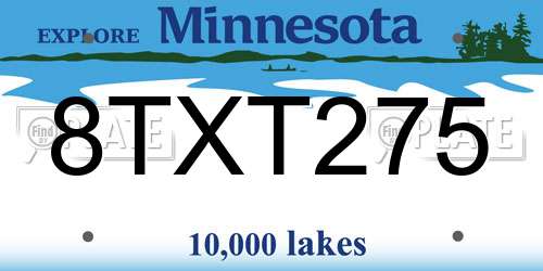 8TXT275 Minnesota License Plate