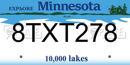 8TXT278 Minnesota License Plate