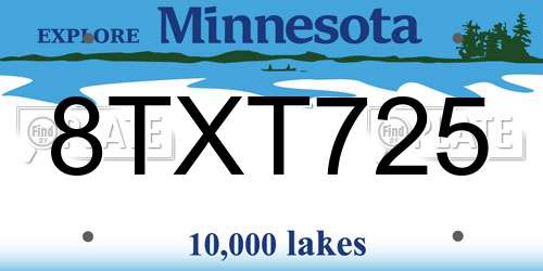 8TXT725 Minnesota License Plate