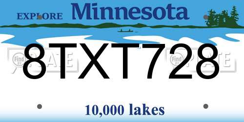 8TXT728 Minnesota License Plate