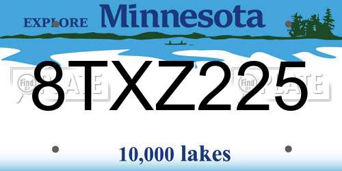 8TXZ225 Minnesota License Plate