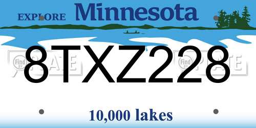 8TXZ228 Minnesota License Plate