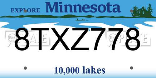 8TXZ778 Minnesota License Plate