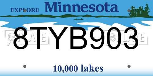 8TYB903 Minnesota License Plate