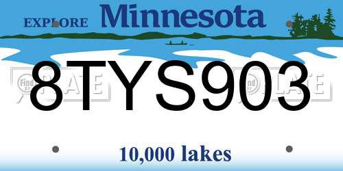 8TYS903 Minnesota License Plate