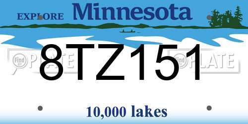 8TZ151 Minnesota License Plate