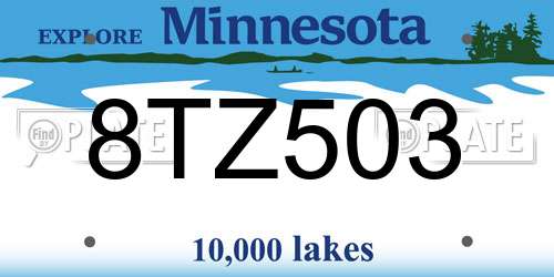 8TZ503 Minnesota License Plate