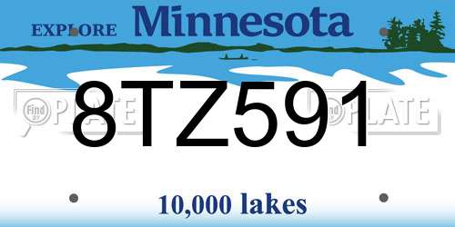 8TZ591 Minnesota License Plate