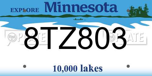 8TZ803 Minnesota License Plate