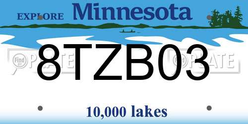 8TZB03 Minnesota License Plate