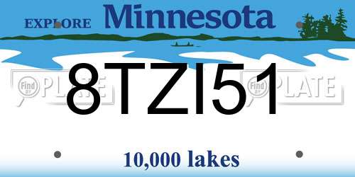 8TZI51 Minnesota License Plate